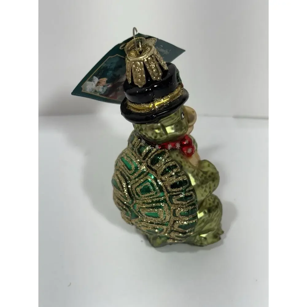 OWC Old World Christmas‎ Blown Glass Top Hat Turtle #12028 sitting reptile W Tag
